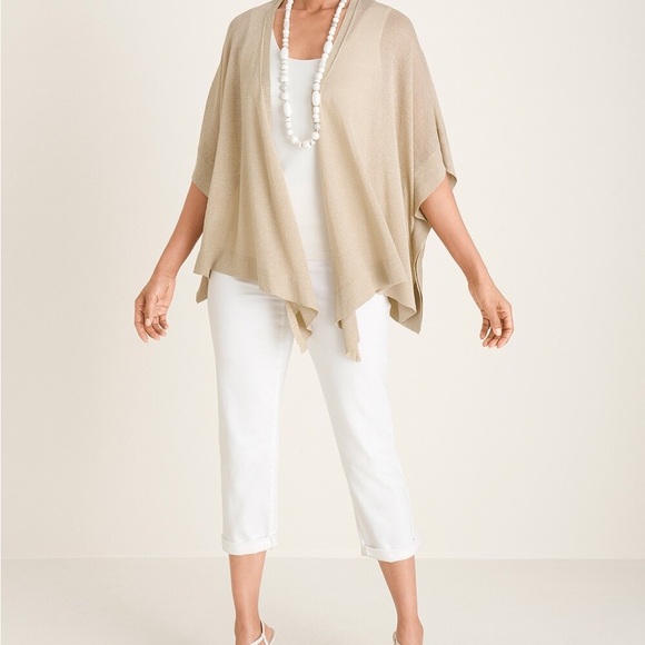 Chico’s Solid Shimmer Ruana Wrap NWT Size S/M - Picture 4 of 9